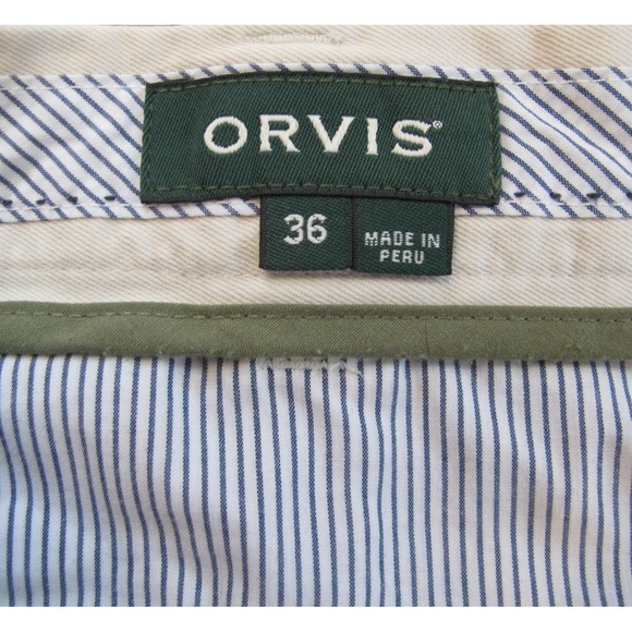 Orvis Flat Front Chino Casual Shorts Men's Size 36 x 8.5 Beige - Picture 3 of 7